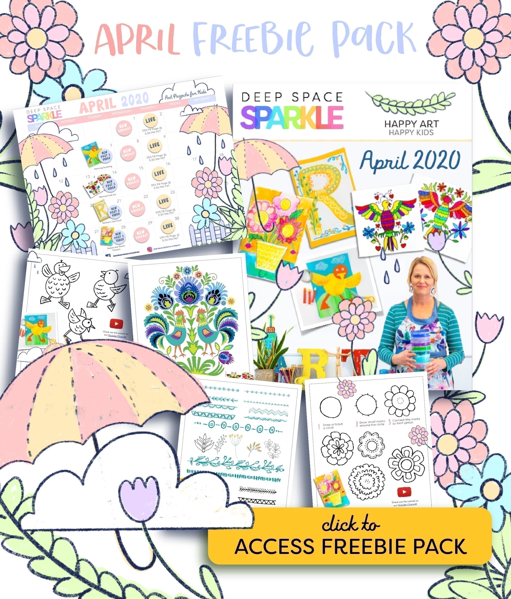 april freebie pack free art lesson for children kids students